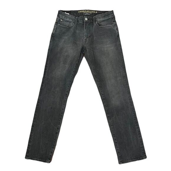 American Eagle Extreme Flex 4 Slim Straight Men's Black Stonewashed Jeans 30x32 - Picture 1 of 11